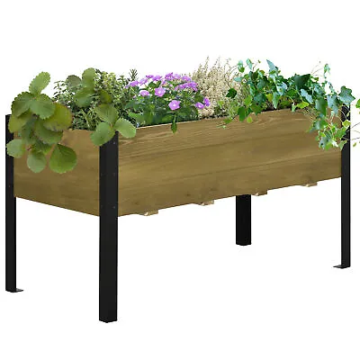 £72.99 • Buy Outsunny Raised Garden Bed Elevated Wooden Planter Box W/ Metal Legs For Garden