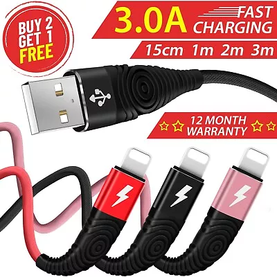 Heavy Duty USB Charging Sync Cable For IPhone 14 13 12 11 XR X XS MAX 8 Charger • £3.99