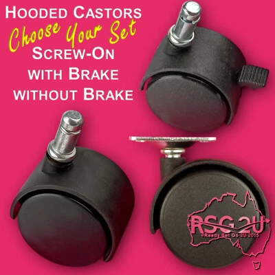 $18.99 • Buy Office Chair Castors Twin Wheels 50 Mm Furniture Screw On Caster Sets