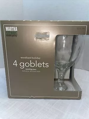 Set Of 4 Martha Stewart Everyday 16 Oz Goblets Glassware TWINKLING STARS Glasses • $28.99