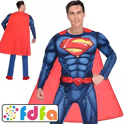 Amscan Official DC Comic Classic Superman Superhero Mens Fancy Dress Costume • £34.19