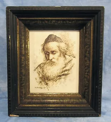 VTG 50's Lithograph RABBI By ITSHAK HOLTZ Framed In Original Period Frame • $149