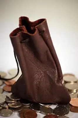 Re-enactment Rich Chocolate Brown Leather Money Bag Pouch - Medieval LARP SCA • £6