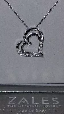 ZALES Jewelers Sterling Silver Heart Shaped Diamond Necklace (18 Inch) SRP $100 • $69.99