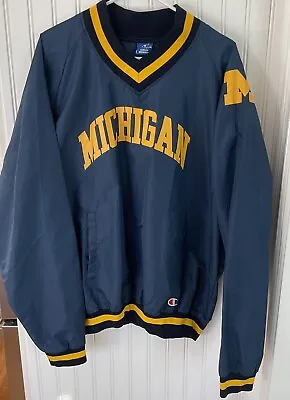 Vintage 90’s Champion Michigan Wolverines Pull Over Windbrkr Jacket Mens XL FLAW • $15.99