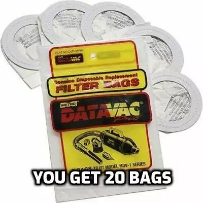 20 OEM Metro Vacuum Bags Data Vac 120-516620 DVP26RP Fits MDV-1 VM & AM P101-26 • $44.99