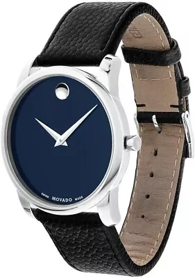 Movado 0607013 Museum Blue Dial Leather Classic Analog Men's Watch • $249.99