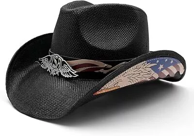 Cowboy Hat USA Wings W/ Eagle Vintage Western Shapeable Brim 4 Color • $19.99