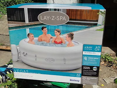 NEW BOXED Lay-Z-Spa AirJet Vegas 6 Person Hot Tub In White Lazy Spa • £329.99