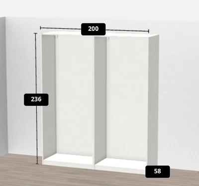 £90 • Buy Ikea 2x Pax Wardrobe FRAMES ONLY White 200x58x236cm - NO INTERIOR