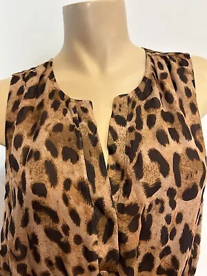 Witchery Leopard Print Long Sleeveless Viscose Dress Sz 12 M NEW • $40