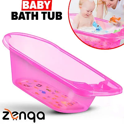 Large Baby Bath Tub Pink For Girls Kids Bathtub New Born Toddler Bathing Shower • £15.99