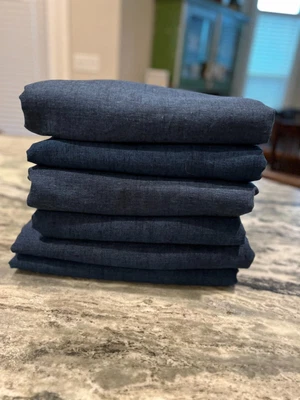 $69 • Buy Pottery Barn Emery Linen 3-in-1 Pole Top Blackout Curtain Midnight Navy (50x108)