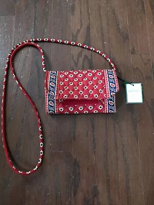 Vera Bradley  Americana Red  Floral/Paisley Wallet Trifold Clutch Crossbody Bag • $19.99