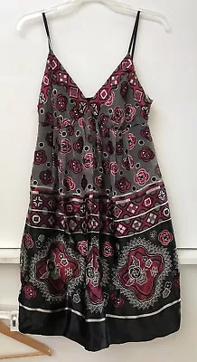 ECI New York Multi Color Floral  Lined Silk Blend Spaghetti Strap Dress Size 6 • $17.95