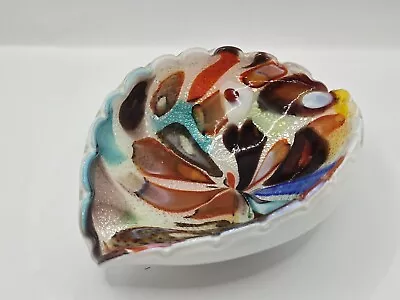 Vintage Mid Century Modern Murano Tutti Frutti White Cased Art Glass Bowl • $22