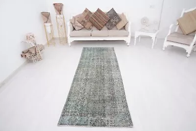 3x9 Vintage Rug Runner Turkish Runner Rug Oushak Rug Runner Wool Runner 18 • $131.60