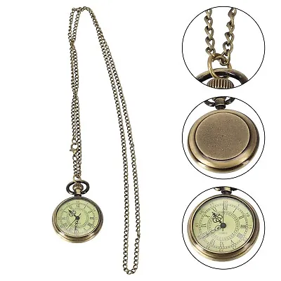 Mens Vintage Windup Mechanical Pocket Watch Chain Brass Open Face Fob Watches • $9.32