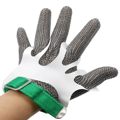 Safety Stainless Steel Mesh Gloves Anti Cut Metal Butcher Work Glove & Tightener • £12.83