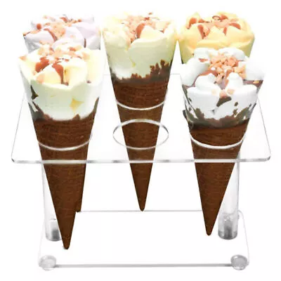 £9.99 • Buy 6-Holes Acrylic Ice Cream Cone Holder Counter Top Display Stand Rack Banquet