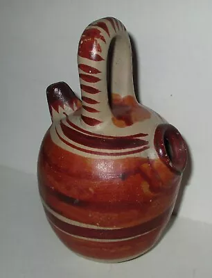 Vtg Handcrafted Hand Painted Mexican Clay Pottery Water Jug Small Carafe • $11.99