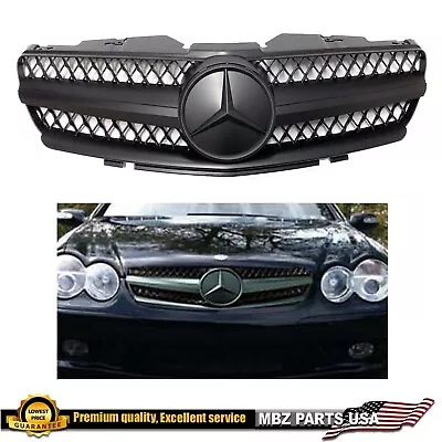 Mercedes Benz R230 SL500 SL55 Grille 1 Fin Matte Black Star 2003 2004 2005 2006 • $155