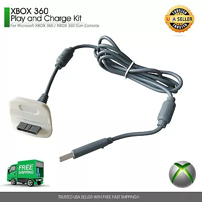 USB Charger Play And Charge Cable Cord For Xbox 360 Wireless Controller White • $5.99