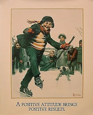 Norman Rockwell Poster With Saying  A Positive Attitude Brings.....   22x17 • $8.75