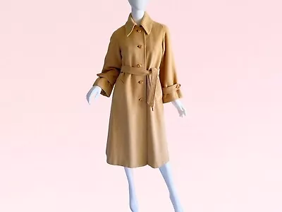 $268 • Buy Vintage 1970s Regency Camel Hair Mod Wrap Belted Trench Coat