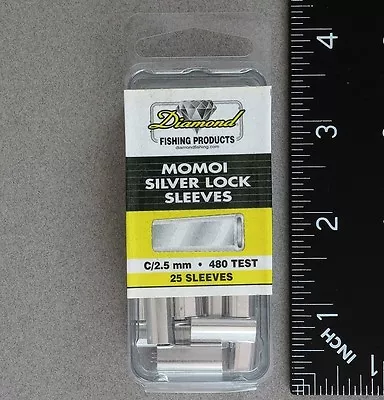 Diamond Fishing MOMOI Silver Lock Sleeves Crimps Size C 2.5mm 480lb Test 90254 • $7.99