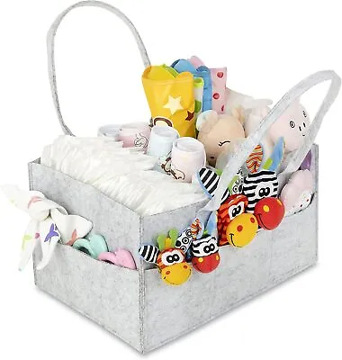 £7.49 • Buy Baby Diaper Organizer Caddy Felt Changing Nappy Kids Storage Carrier Bag Grey UK