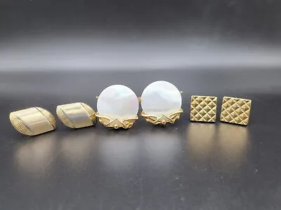 Vtg Mod Cufflinks Lot Swank Round Opal Square Gold Colored • $19.90