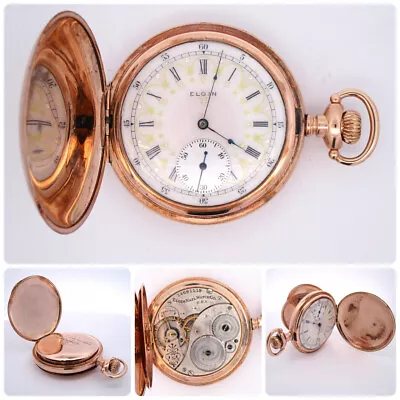 Vintage 1910 Elgin Painted Dial Pocket Watch 12s 7j Grade 301 GF • $249