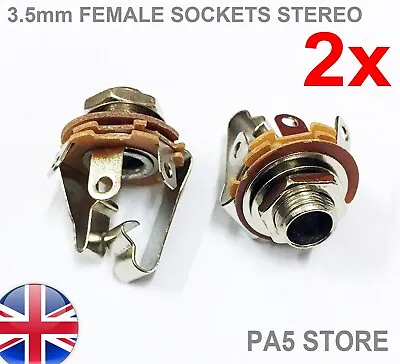2x 6.35mm STEREO Female Sockets Chassis Panel Mount Switched -1/4  Nickel Plated • £3.49