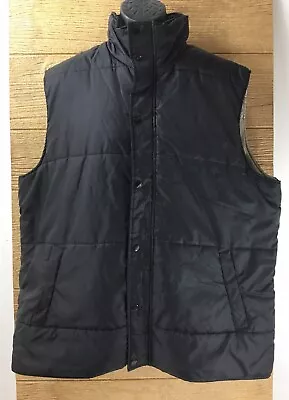 Van Heusen Mens Puffer Vest XL Black Zip Up Warm Soft Shell Bubble Outerwear • $24.95