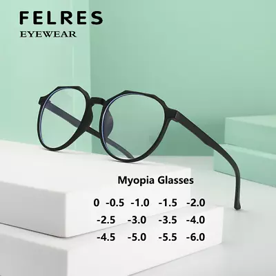Men Women Anti Blue Light Myopia Nearsighted Glasses Round Retro Glasses New  • $7.09