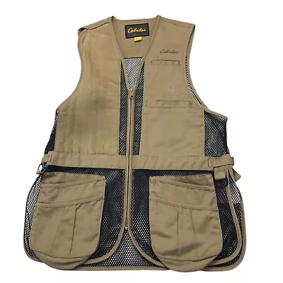 Cabelas Shooting Vest Mens Medium Outdoor Hunting Mesh Tan Black • $29.95