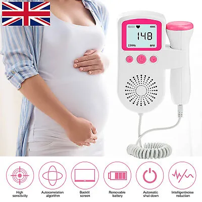 Fetal Doppler Detector Baby Heart Beat Rate Probe Prenatal Monitor Ultrasonic • £11.89