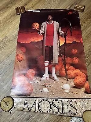 OG Moses Malone NIKE Poster  MOSES  Parting Red Sea 22”x36” Vintage 76ers • $76.50