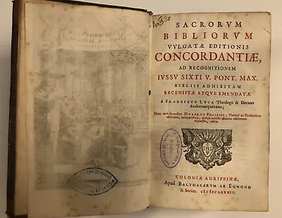 1684 Vulgate Edition HOLY BIBLE Concordance. Sacrorum Bibliorum A Francesco Luca • $750