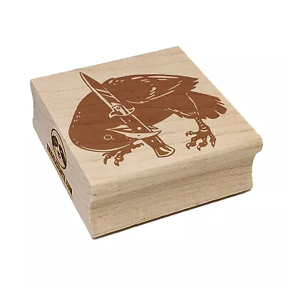 Crow Bird With Switchblade Knife Square Rubber Stamp For Stamping Crafting • $9.99