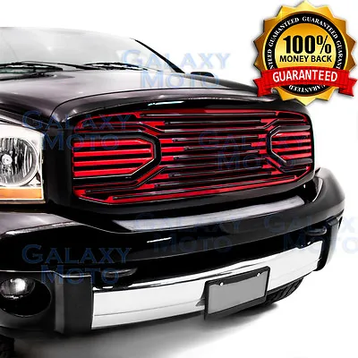 Big Horn Black+Red Packaged Grille+Shell For 06-08 Dodge Ram 1500+2500+3500  • $284.88