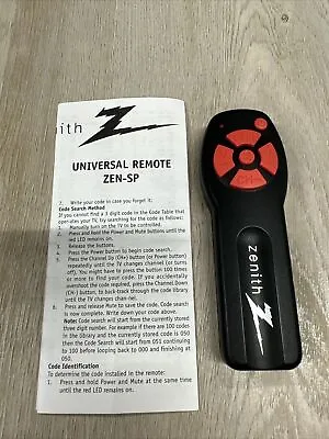 Zenith ZEN-SP Universal Remote Control Mini / Compact Black Red Buttons - OEM • $8.99