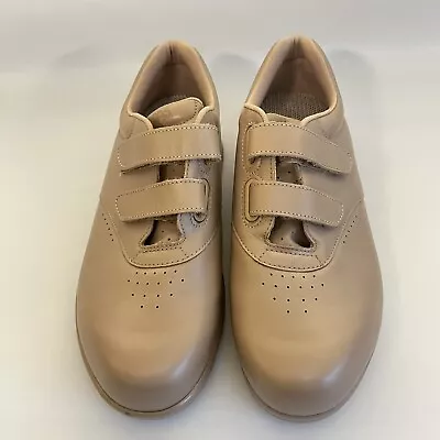 SAS Me Too 2-Strap Hook & Loop Shoes Womens Size 9 Wide Mocha Leather *WORN ONCE • $44.95
