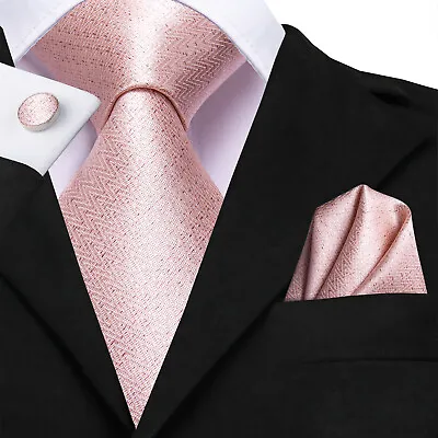 Mens Tie Silk Classic Paisley Floral Wedding Necktie Pocket Square Cufflinks Set • £9.99
