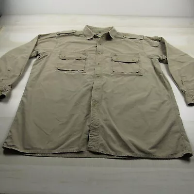 Cabelas Shirt 2XL XXL Tall Brown Button Up Canvas Safari Photography *Spots • $24.99