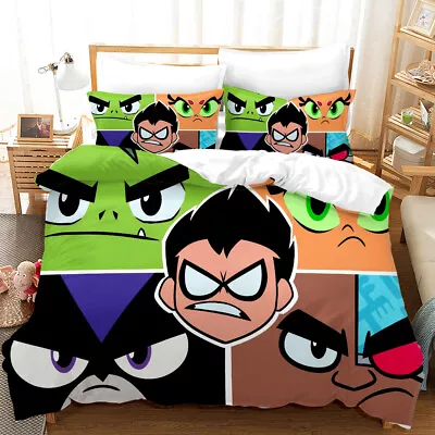 Teen Titans Duvet Cover Bedding Set 3-Piece Comforter Cover &2 Pillowcases Gift • $66.49