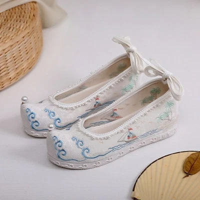 £24.83 • Buy Womens Embroidery Floral Hanfu Flats Shoes Chinese Styles Wedding Cosplay Bowtie