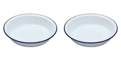 2x Falcon Enamel Rice/Pasta Plate 18cm Food Dishes Dinner Enamelware White • £7.49