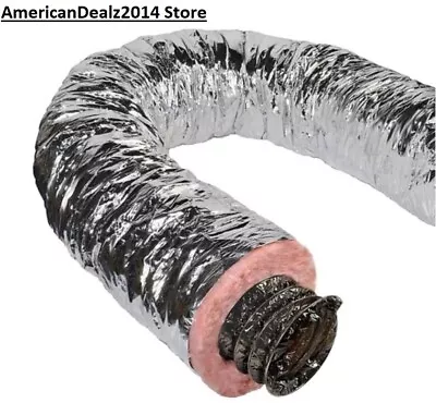 Insulated Flexible Round Duct Tube R6 Silver Heating/AC Master Flow -Choose SIZE • $84.90